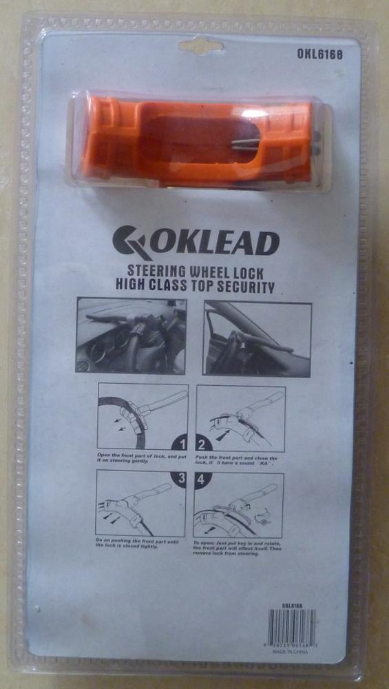 New Steering Wheel Lock for Car with Orange Plastic Cover | OKLEAD OKL6168 | Universal Car Anti-Thef